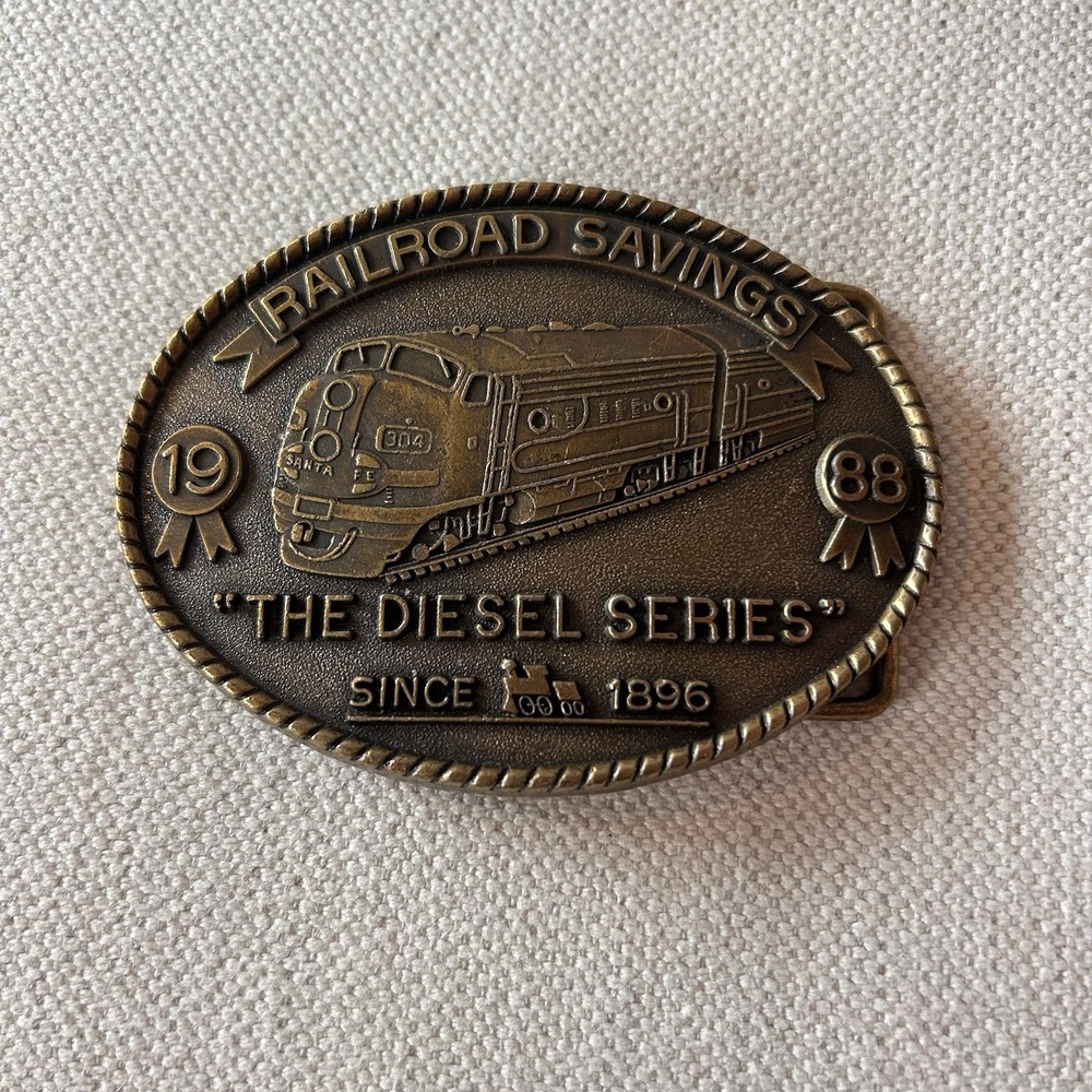 Diesel Series Train The Blue Goose Since 1896-1988 Railroad Savings Belt Buckle